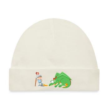 Ritter und Drache - Baby Premium Organic Mütze - Naturweiß - Vorne