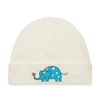 Kleine blaue Ellie - Baby Premium Organic Mütze - Naturweiß - Vorne