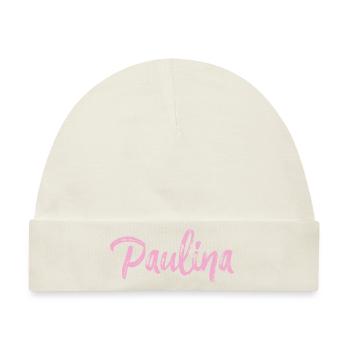 paulina,,name,schreibschrift,rosa,schrift - Baby Premium Organic Mütze - Naturweiß - Vorne