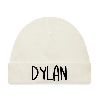 Dylan Custom Name Schriftart Text Geburtstag - Baby Premium Organic Mütze - Naturweiß - Vorne