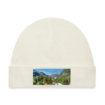 Geiranger panorama Storseterfossen Norwegen - Baby Premium Organic Mütze - Naturweiß - Vorne