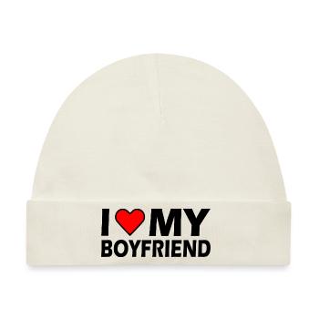 I love my boyfriend - Baby Premium Organic Mütze - Naturweiß - Vorne