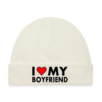 I love my boyfriend - Baby Premium Organic Mütze - Naturweiß - Vorne