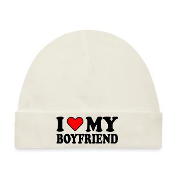 I love my boyfriend - Baby Premium Organic Mütze - Naturweiß - Vorne