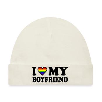 I love my boyfriend - Baby Premium Organic Mütze - Naturweiß - Vorne