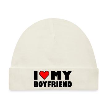 I love my boyfriend - Baby Premium Organic Mütze - Naturweiß - Vorne