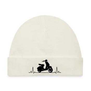 Roller Fahrer Scootering Motorrad Moped Herzschlag - Baby Premium Organic Mütze - Naturweiß - Vorne