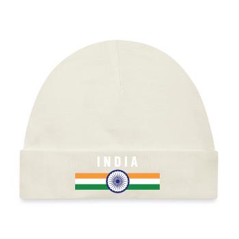 Indien - Fahne und Wappen - Baby Premium Organic Mütze - Naturweiß - Vorne