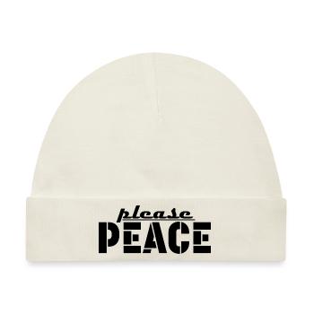 please peace Tshirt - Baby Premium Organic Mütze - Naturweiß - Vorne