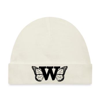 Buchstabe W Schmetterling - Baby Premium Organic Mütze - Naturweiß - Vorne