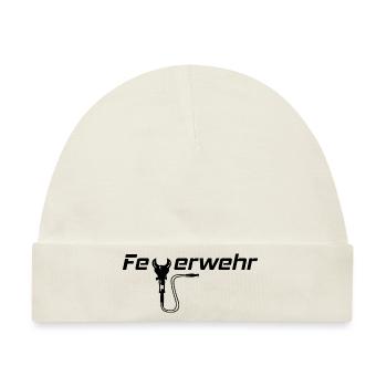 Feuerwehrschriftzug mit Schere - Baby Premium Organic Mütze - Naturweiß - Vorne