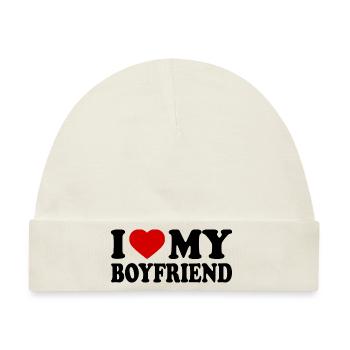 I love my boyfriend - Baby Premium Organic Mütze - Naturweiß - Vorne