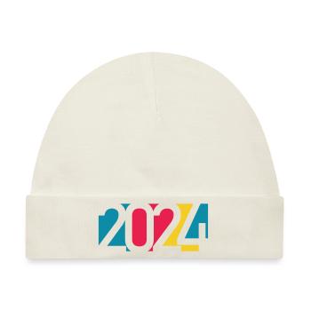 2024 happy new year Jahreszahl Datum Zahl Anno - Baby Premium Organic Mütze - Naturweiß - Vorne