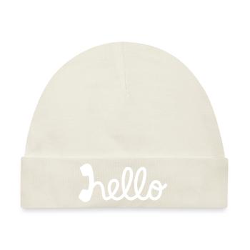 Hello - Hallo - Baby Premium Organic Mütze - Naturweiß - Vorne