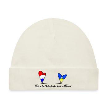 Feet in the Netherlands, heart in Ukraine - Baby Premium Organic Mütze - Naturweiß - Vorne