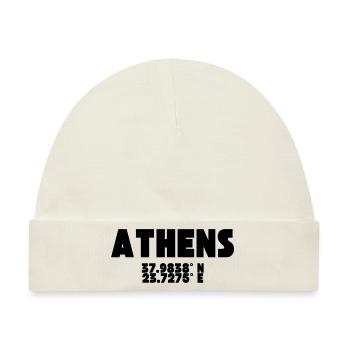Athens / Athen - Design mit Koordinaten - Baby Premium Organic Mütze - Naturweiß - Vorne