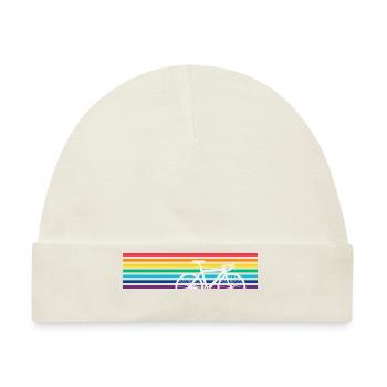 Fahrrad Regenbogen Bunt Fahrradfahrer - Baby Premium Organic Mütze - Naturweiß - Vorne