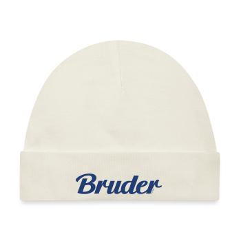 Bruder dunkelblau 2024 - Baby Premium Organic Mütze - Naturweiß - Vorne