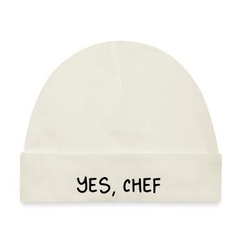 Ja, Chef Professional Sous Chef Lustiger einfacher Text - Baby Premium Organic Mütze - Naturweiß - Vorne
