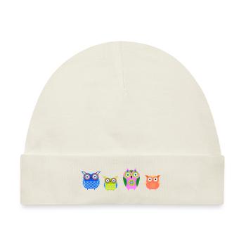 Eule, Eulen, owls, bunt, Familie, Illustrationen - Baby Premium Organic Mütze - Naturweiß - Vorne