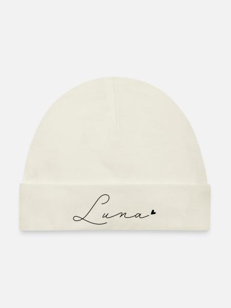Name Luna - Baby Premium Organic Mütze - Naturweiß