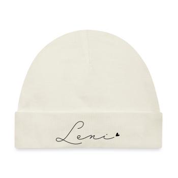 Name Leni - Baby Premium Organic Mütze - Naturweiß - Vorne