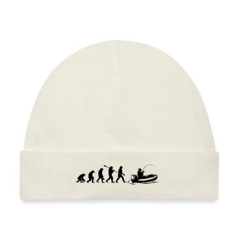 Evolution Fischerboot | Fischer Geschenk - Baby Premium Organic Mütze - Naturweiß - Vorne
