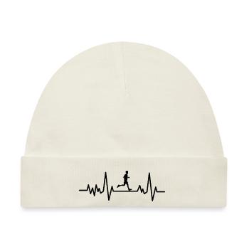 Retro Heartbeat Running für Jogger Runner - Baby Premium Organic Mütze - Naturweiß - Vorne
