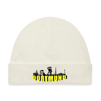Dortmund Skyline in Schwarz Gelb 2 - Baby Premium Organic Mütze - Naturweiß - Vorne