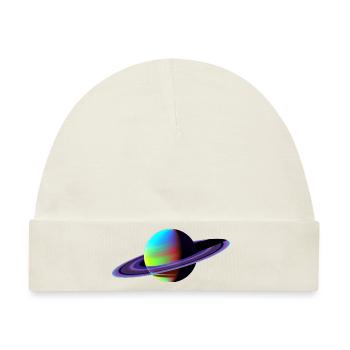 Saturn / Lustiger Planet / Kosmos - Baby Premium Organic Mütze - Naturweiß - Vorne