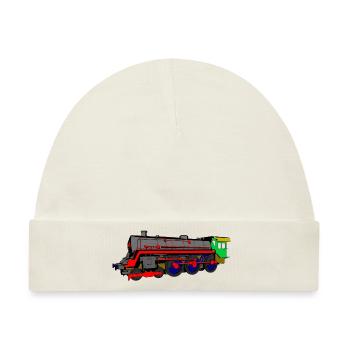 Dampflok / Lokomotive - Baby Premium Organic Mütze - Naturweiß - Vorne