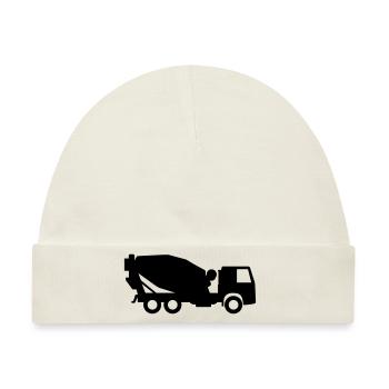 Betonmischer der aus Zement Beton mischt - Baby Premium Organic Mütze - Naturweiß - Vorne