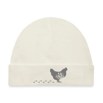 blumiges laufendes Huhn Silhouette - Baby Premium Organic Mütze - Naturweiß - Vorne