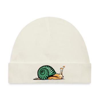 Schnecke Zeichnung Müdigkeit Muschel Schatten - Baby Premium Organic Mütze - Naturweiß - Vorne