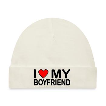 I love my boyfriend - Baby Premium Organic Mütze - Naturweiß - Vorne