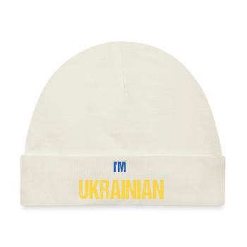 I'M UKRAINIAN - in color of flag - Baby Premium Organic Mütze - Naturweiß - Vorne
