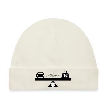 Autogramm - ein Auto und ein Gramm auf einer Waage - Baby Premium Organic Mütze - Naturweiß - Vorne