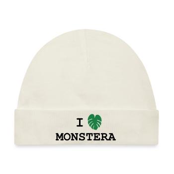 Ich liebe Monstera - Design mit Blatt - Baby Premium Organic Mütze - Naturweiß - Vorne
