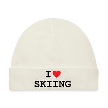 Ich liebe Skifahren - Baby Premium Organic Mütze - Naturweiß - Vorne