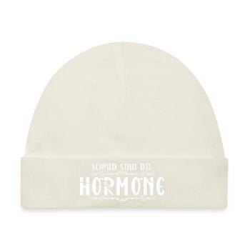 Schuld sind die Hormone - Lustiger Spruch - Baby Premium Organic Mütze - Naturweiß - Vorne