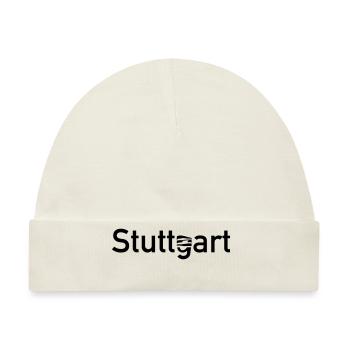 Stuttgart Stadtschild mit -Museum Skyline - Baby Premium Organic Mütze - Naturweiß - Vorne
