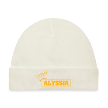 Geschenkidee für Alyssia Name Vorname - Baby Premium Organic Mütze - Naturweiß - Vorne