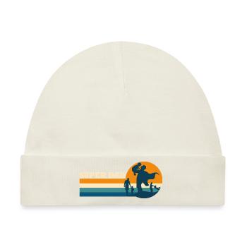 Papa Superdad Geschenk Vatertag - Baby Premium Organic Mütze - Naturweiß - Vorne