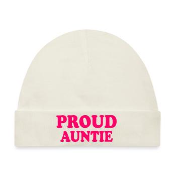 Proud auntie - Baby Premium Organic Mütze - Naturweiß - Vorne
