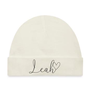 Leah Name Vorname Mädchen - Baby Premium Organic Mütze - Naturweiß - Vorne