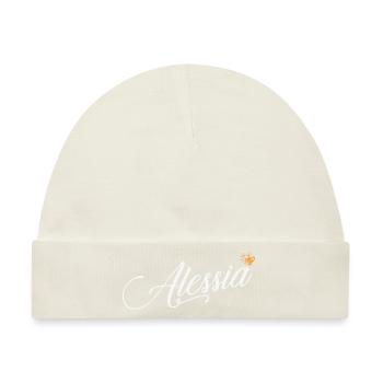 Alessia Name für Frauen Kinder Kleinkinder - Alessia - Baby Premium Organic Mütze - Naturweiß - Vorne