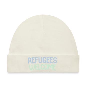 Flüchtlinge willkommen retro - Baby Premium Organic Mütze - Naturweiß - Vorne