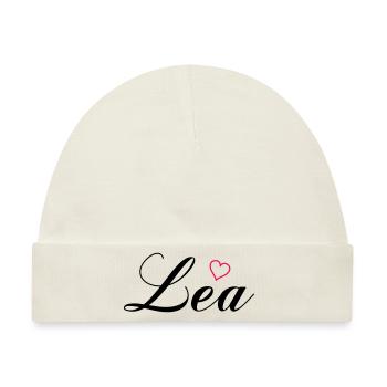 name lea - Baby Premium Organic Mütze - Naturweiß - Vorne