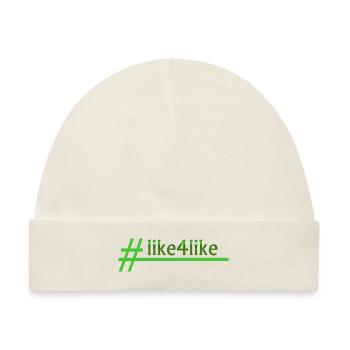 Stylischer Hashtag like4like - Baby Premium Organic Mütze - Naturweiß - Vorne