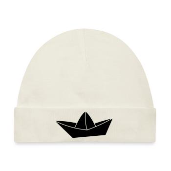 Papierschiff, paper ship - Baby Premium Organic Mütze - Naturweiß - Vorne
